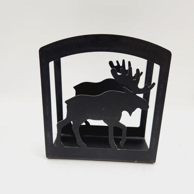 BLACK METAL MOOSE NAPKIN HOLDER
