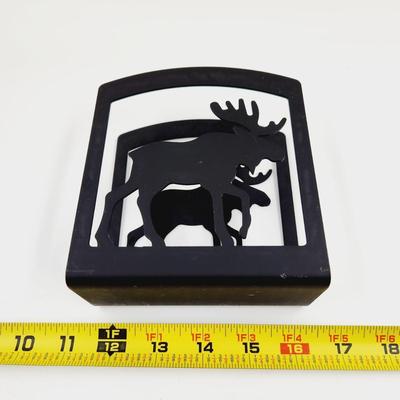 BLACK METAL MOOSE NAPKIN HOLDER