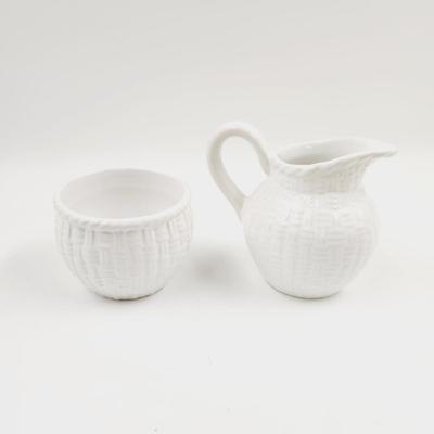 CUTE WOVEN DESIGN CREAM & SUGAR SET