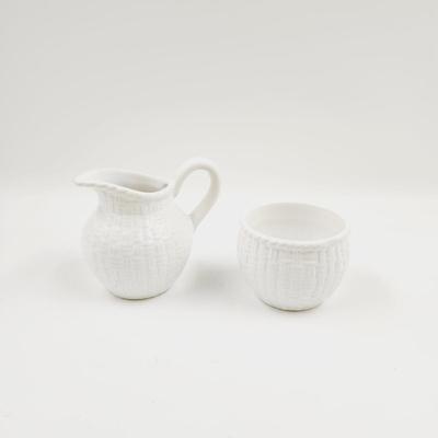 CUTE WOVEN DESIGN CREAM & SUGAR SET