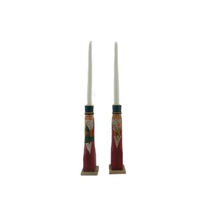 Hand-Carved Santa Candlesticks