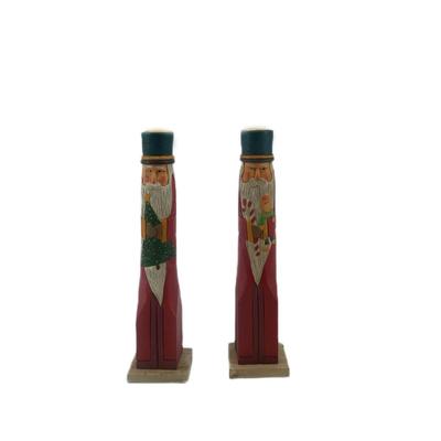 Hand-Carved Santa Candlesticks