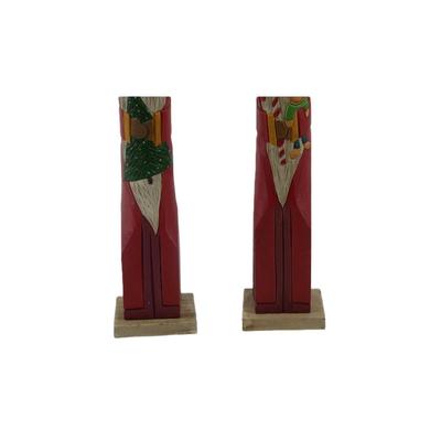 Hand-Carved Santa Candlesticks