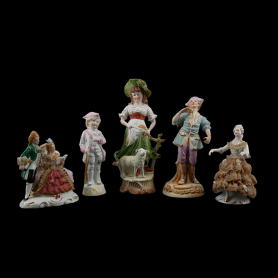(5 pcs) Vintage Victorian Style Porcelain Figurines