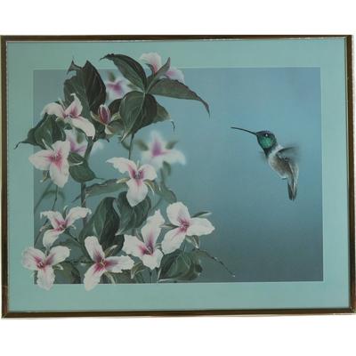 Hummingbird and Flowers Print by Paul J. Lopez