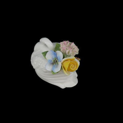 Vintage Swan with Flowers Figurine