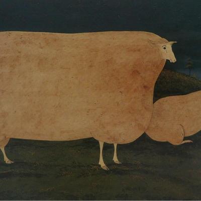 Warren Kimble (1935-) Sheep Folk Art Print