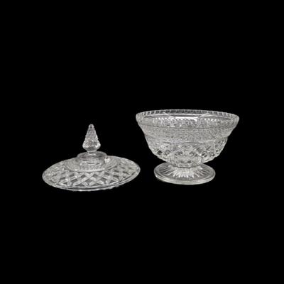 Vintage Glass Bowl with Lid and Glass Dishes