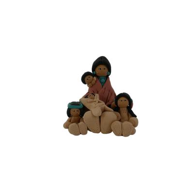 Handmade Navajo Woman with Children Figurine
