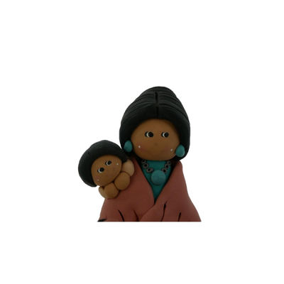 Handmade Navajo Woman with Children Figurine