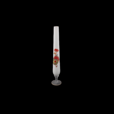 Tall Asian Floral Satin Glass Vase