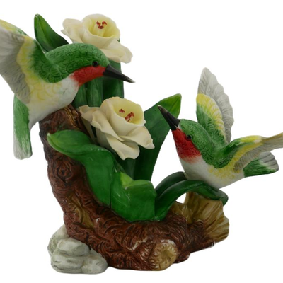 YH Hummingbird and Flowers Figurines with Stand