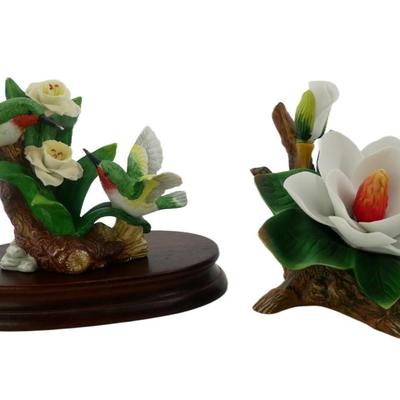 YH Hummingbird and Flowers Figurines with Stand
