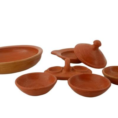 (6 pcs) Primitive Style Clay Dishware