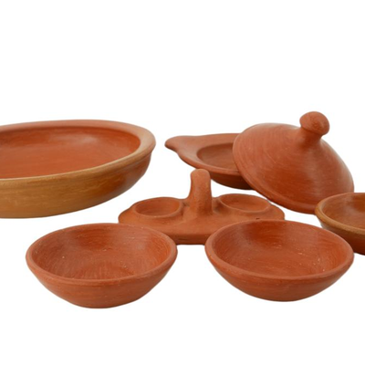 (6 pcs) Primitive Style Clay Dishware