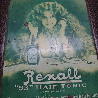 Vintage Rexall Hair Tonic Advertising Metal Service Tray 