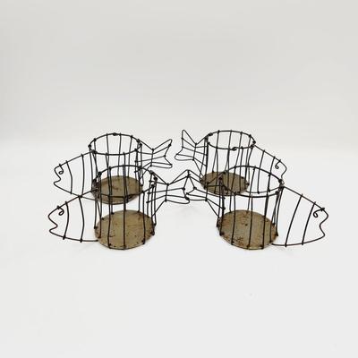 CUTE 4 PC WIRED FISH BASKET BUNDLE