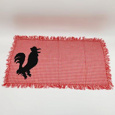 VINTAGE 3 PC ROOSTER MATERIAL PLACE MAT