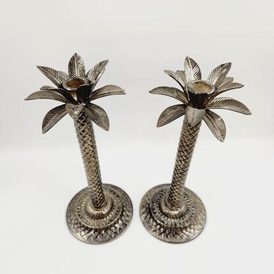 SILVER SMITH STUDIO PALM TREE CANDLE HOLDERS