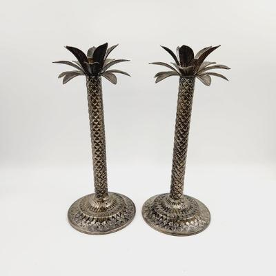 SILVER SMITH STUDIO PALM TREE CANDLE HOLDERS