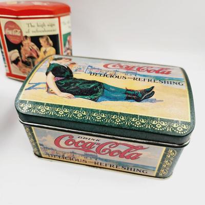 3 PC METAL COCA-COLA COLLECTABLE TIN BOXES