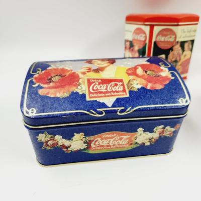 3 PC METAL COCA-COLA COLLECTABLE TIN BOXES