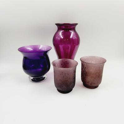 PURPLE GLASS VASE BUNDLE