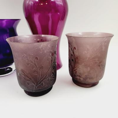 PURPLE GLASS VASE BUNDLE