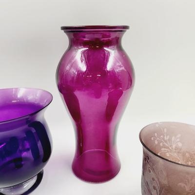 PURPLE GLASS VASE BUNDLE