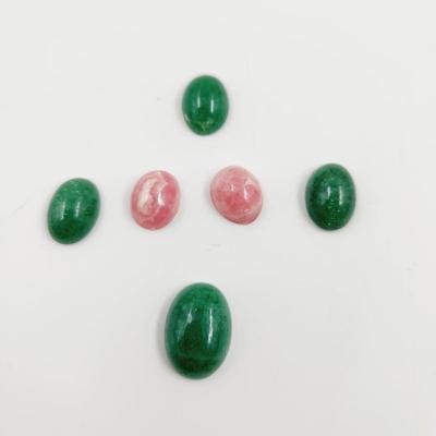 SMALL PINK & GREEN ROCK CABASHONS