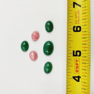 SMALL PINK & GREEN ROCK CABASHONS