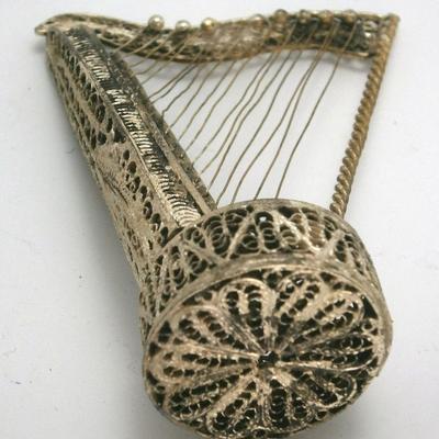 Miniature Silverplate Harp