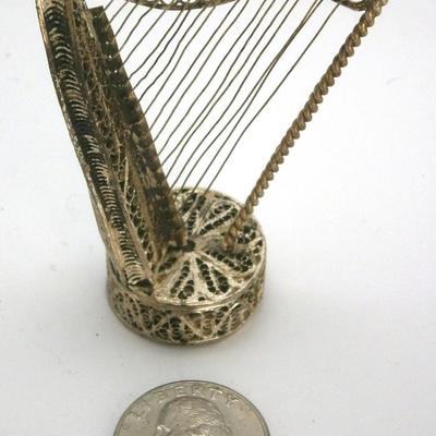 Miniature Silverplate Harp