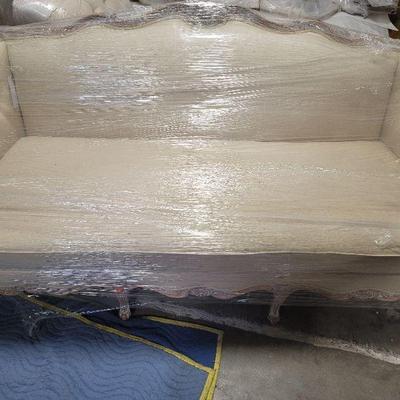 Pom Pom flax and driftwood French style settee 
$800