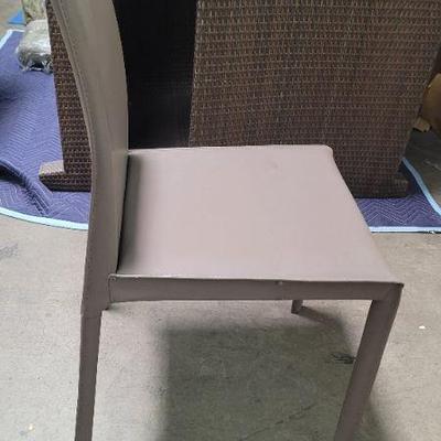 Set of 6 taupe leather  envelope chairs $99 each (selling as set for $660)