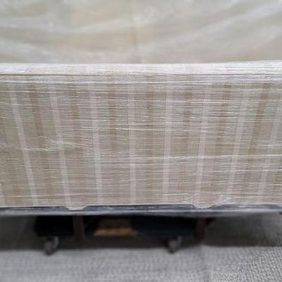 Cream and tan leather stripe settee $799
 H35"  W35"  D29"