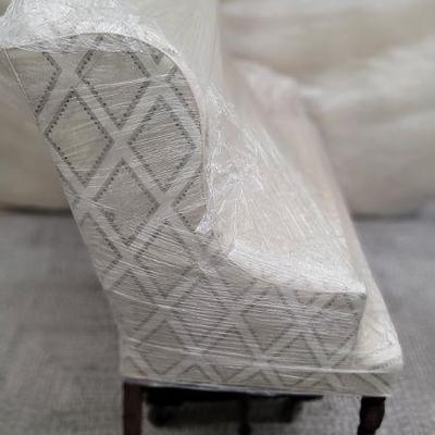 Antique Italian settee newly covered linen geo $1,980
H40"  W58"  D31"