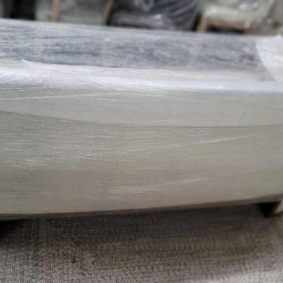 Tufted modern rounded sofa with metal details 
H32"  WW77"  D37"