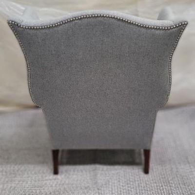 GREY FLANNEL WING CHAIRS EACH $799 EACH (SELLING) PAIR) H44"  W32"  D33"