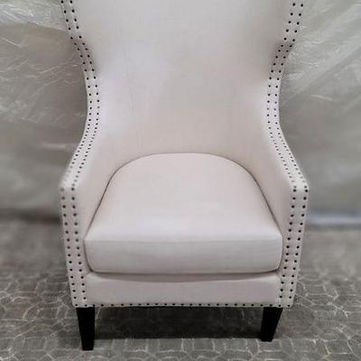 LINEN GEO STYLE WING CHAIR $390 EACH (2 AVAIL)
