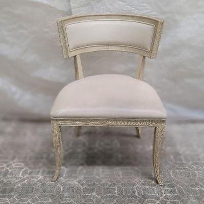 CREAM LEATHER AND OAK CHAIRS (2 AVAIL) $240 EACH