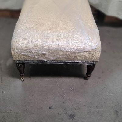 ENGLISH RAFFIA OTTOMAN ON CASTERS $599