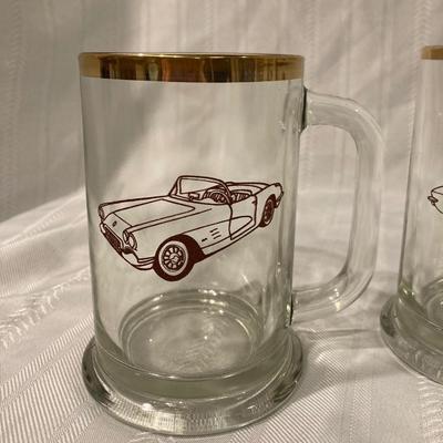 COLLECTIBLE CORVETTE TANKARDS WITH GOLD RIM