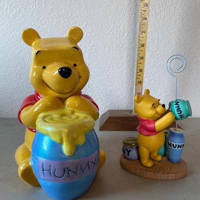 Winnie the Pooh bank, and picture holder