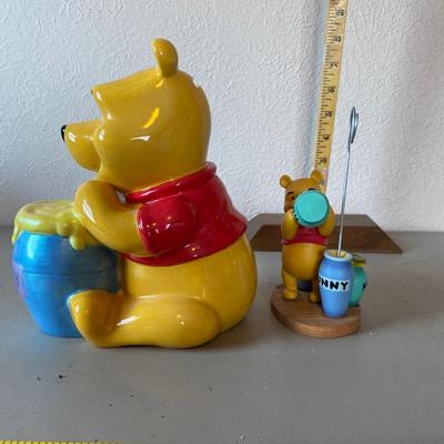Winnie the Pooh bank, and picture holder