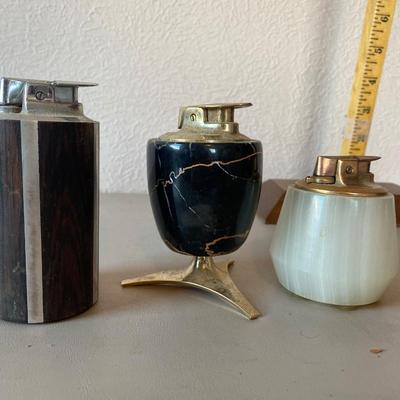 Set of 3 vintage desk cigarette lighters