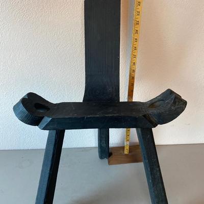 Vintage wooden three legged chair