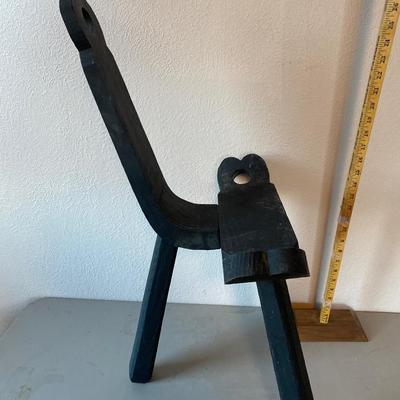 Vintage wooden three legged chair
