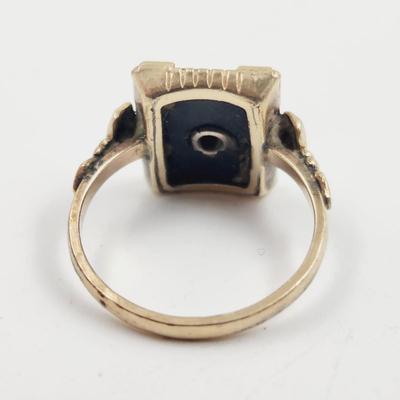 ANTIQUE BLACK STONE 10K GOLD FILLED RING SIZE 5.5