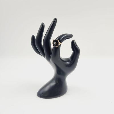 ANTIQUE BLACK STONE 10K GOLD FILLED RING SIZE 5.5